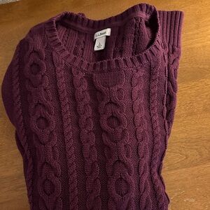 L.L. Bean Plum Cable Knit Sweater